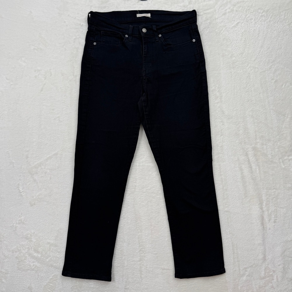 Levi's Jeans Women Black Classic Straight‎ Mid Rise WaterLess Denim Pants